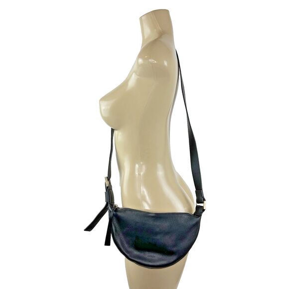 AllSaints Half Moon Crossbody Bag Black Leather Adjustable Strap Zip Capsule - Picture 7 of 16